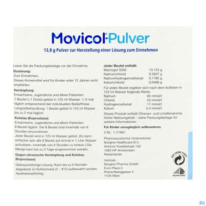 Sie sehen eine Packung Movicol Pulver Stick 100st, Produktbild: 04 Movicol Pulver Stick 100st, A-Nr.: 5525782 - 04