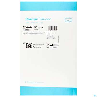 Sie sehen eine Packung Schaumverband Biatain/steril Silikonhaftrand 10x20cm 3400 5st, Produktbild: 03 Schaumverband Biatain/steril Silikonhaftrand 10x20cm 3400 5st, A-Nr.: 4494921 - 03