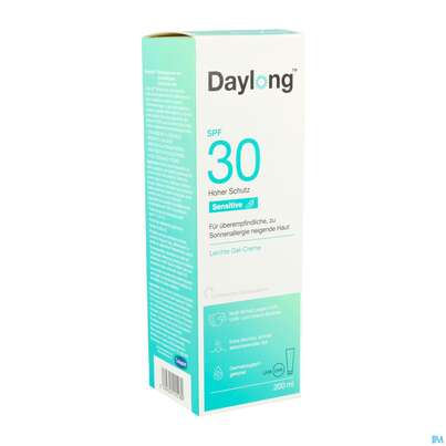 Sie sehen eine Packung Sonnenprodukte Daylong/sensitive Gel-creme Spf30 200ml, Produktbild: 02 Sonnenprodukte Daylong/sensitive Gel-creme Spf30 200ml, A-Nr.: 5688082 - 02
