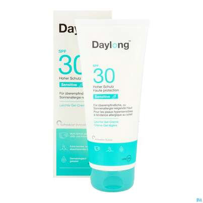 Sie sehen eine Packung Sonnenprodukte Daylong/sensitive Gel-creme Spf30 200ml, Produktbild: 12 Sonnenprodukte Daylong/sensitive Gel-creme Spf30 200ml, A-Nr.: 5688082 - 12