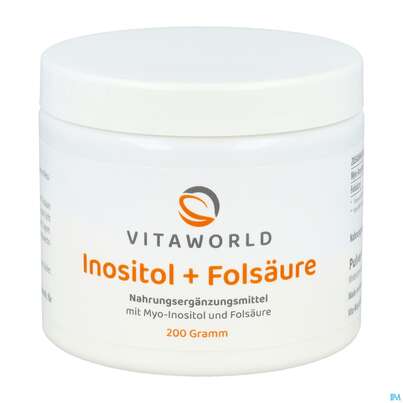 Sie sehen eine Packung Inositol Pulver +folsaeure Vegan -vita World 200g, Produktbild: 01 Inositol Pulver +folsaeure Vegan -vita World 200g, A-Nr.: 4843965 - 01