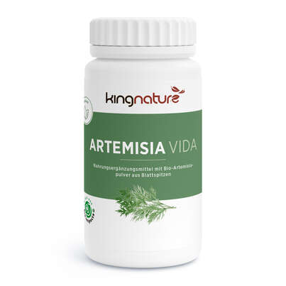 Sie sehen eine Packung KINGNATURE Artemisia Vida Kaps 600 mg Bio 72 Stk, Produktbild: 01 KINGNATURE Artemisia Vida Kaps 600 mg Bio 72 Stk, A-Nr.: 4802328 - 01