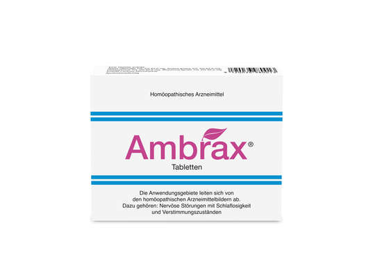 Sie sehen eine Packung Ambrax Tabletten, Produktbild: 01 Ambrax Tabletten, A-Nr.: 2976828 - 01