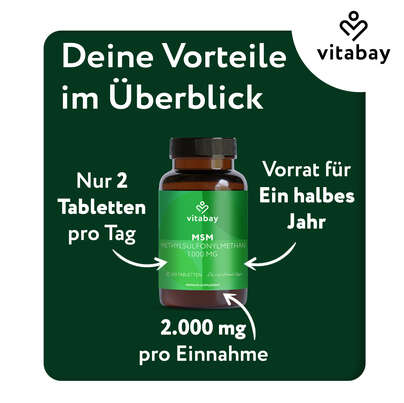 Vitabay MSM - Methylsulfonylmethan 1.000 mg, A-Nr.: 6049013 - 06