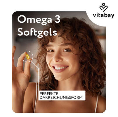 Sie sehen eine Packung Vitabay Omega 3 vegan Hochdosiert - 1.100mg - Algenöl Kapseln, Produktbild: 05 Vitabay Omega 3 vegan Hochdosiert - 1.100mg - Algenöl Kapseln, A-Nr.: 6049220 - 05