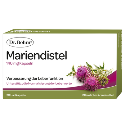 Sie sehen eine Packung Dr. Böhm Mariendistel, Produktbild: 01 Dr. Böhm Mariendistel, A-Nr.: 3910464 - 01