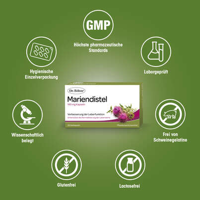 Sie sehen eine Packung Dr. Böhm Mariendistel, Produktbild: 04 Dr. Böhm Mariendistel, A-Nr.: 3910464 - 04