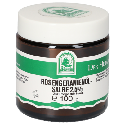 Sie sehen eine Packung ROSENGERANIENÖLSALBE 100 G, Produktbild: 01 ROSENGERANIENÖLSALBE 100 G, A-Nr.: 5901647 - 01