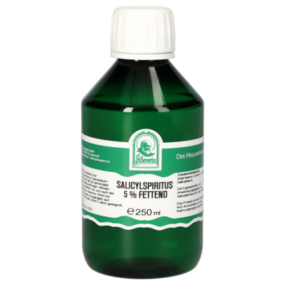 Sie sehen eine Packung SALICYLSPIRITUS 5% FETTEND 250 ML, Produktbild: 01 SALICYLSPIRITUS 5% FETTEND 250 ML, A-Nr.: 5778299 - 01