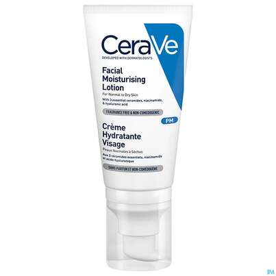 Sie sehen eine Packung Cerave Feuchtigkeitsspendende Gesichtscreme 52ml, Produktbild: 03 Cerave Feuchtigkeitsspendende Gesichtscreme 52ml, A-Nr.: 4801866 - 03