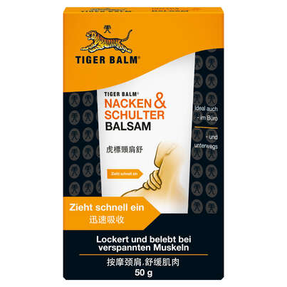 Sie sehen eine Packung TIGER BALM Nacken & Schulter Balsam, Produktbild: 01 TIGER BALM Nacken & Schulter Balsam, A-Nr.: 3990606 - 01