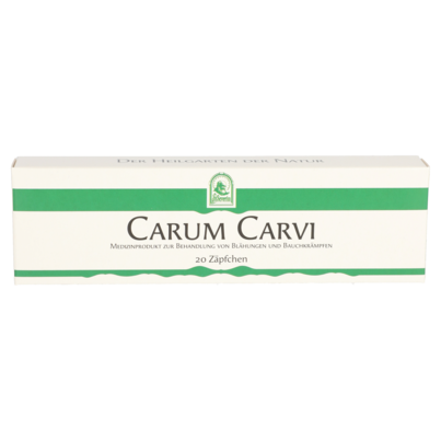 Sie sehen eine Packung Carum Carvi Zäpfchen 1g 20 Stk., Produktbild: 01 Carum Carvi Zäpfchen 1g 20 Stk., A-Nr.: 4566566 - 01