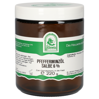 Sie sehen eine Packung PFEFFERMINZÖL SALBE 6% 220G, Produktbild: 01 PFEFFERMINZÖL SALBE 6% 220G, A-Nr.: 5304130 - 01