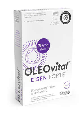 Sie sehen eine Packung OLEOvital® Eisen Forte (Kapseln), Produktbild: 03 OLEOvital® Eisen Forte (Kapseln), A-Nr.: 4540265 - 03