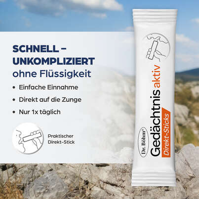Sie sehen eine Packung Dr. Böhm Gedächtnis aktiv Direkt-Sticks, Produktbild: 05 Dr. Böhm Gedächtnis aktiv Direkt-Sticks, A-Nr.: 5872472 - 05