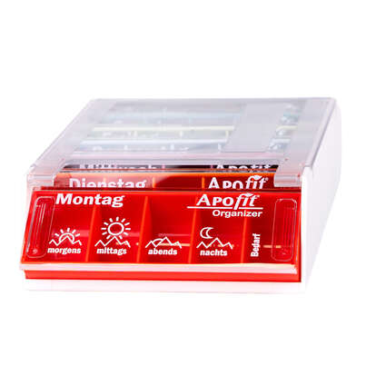 Sie sehen eine Packung APOfit Wochendispenser 7 Dosierer Organizer bunt, Produktbild: 03 APOfit Wochendispenser 7 Dosierer Organizer bunt, A-Nr.: 5965073 - 03