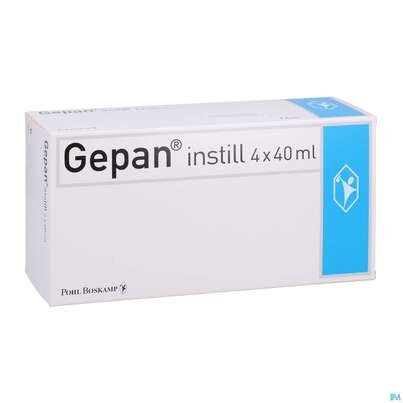 Sie sehen eine Packung Gepan Instill 2mg/ml Fertigspritze Lösung Sterile Natrium Chondroitinsulfat 0,2%4x40m 160ml, Produktbild: 03 Gepan Instill 2mg/ml Fertigspritze Lösung Sterile Natrium Chondroitinsulfat 0,2%4x40m 160ml, A-Nr.: 3795879 - 03