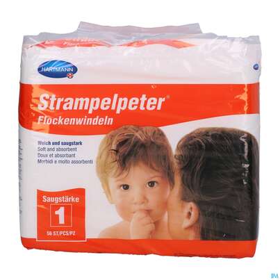 Sie sehen eine Packung Inkontinenz Strampelpeter Flockenwindeln Staerke 1 56st, Produktbild: 02 Inkontinenz Strampelpeter Flockenwindeln Staerke 1 56st, A-Nr.: 2307530 - 02
