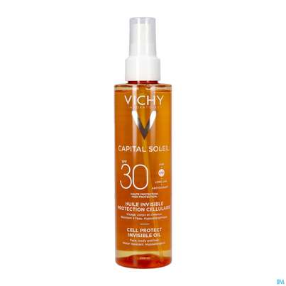 Sie sehen eine Packung Sonnenprodukte Vichy/capital Soleil Cell Protect Oil Lsf30 200ml, Produktbild: 01 Sonnenprodukte Vichy/capital Soleil Cell Protect Oil Lsf30 200ml, A-Nr.: 5921182 - 01