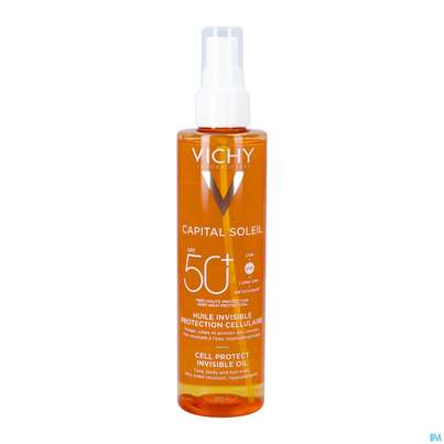 Sie sehen eine Packung Sonnenprodukte Vichy/capital Soleil Cell Protect Oil Lsf50 200ml, Produktbild: 01 Sonnenprodukte Vichy/capital Soleil Cell Protect Oil Lsf50 200ml, A-Nr.: 5921176 - 01