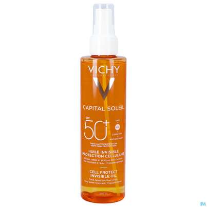Sie sehen eine Packung Sonnenprodukte Vichy/capital Soleil Cell Protect Oil Lsf50 200ml, Produktbild: 02 Sonnenprodukte Vichy/capital Soleil Cell Protect Oil Lsf50 200ml, A-Nr.: 5921176 - 02