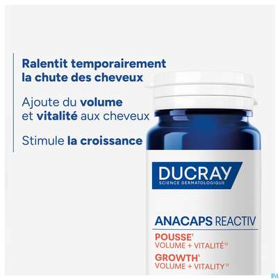 Sie sehen eine Packung Ducray Anacaps F.d.haar Haarausfall Kapseln Reaktiv23 30st, Produktbild: 22 Ducray Anacaps F.d.haar Haarausfall Kapseln Reaktiv23 30st, A-Nr.: 5744969 - 22