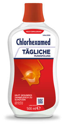 Sie sehen eine Packung Chlorhexamed Tägliche Mundspülung 500 ml, Produktbild: 01 Chlorhexamed Tägliche Mundspülung 500 ml, A-Nr.: 5461243 - 01