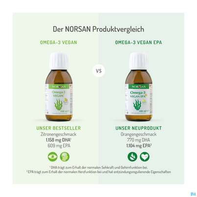 Sie sehen eine Packung Omega -3 Norsan Oel/vegan/epa/hochd. Orangengeschmack 100ml, Produktbild: 13 Omega -3 Norsan Oel/vegan/epa/hochd. Orangengeschmack 100ml, A-Nr.: 5948034 - 13