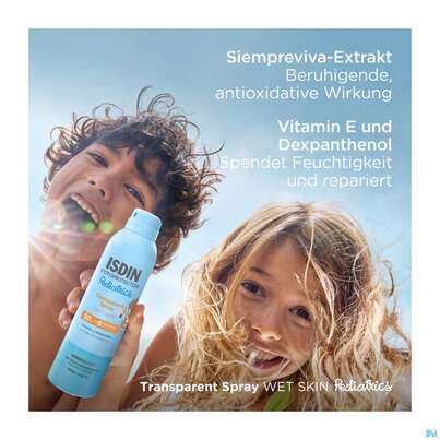 Sie sehen eine Packung Sonnenprodukte Isdin/fotoprotection Pediatrics Wet Skin Spray Lsf 50 250ml, Produktbild: 07 Sonnenprodukte Isdin/fotoprotection Pediatrics Wet Skin Spray Lsf 50 250ml, A-Nr.: 5570305 - 07