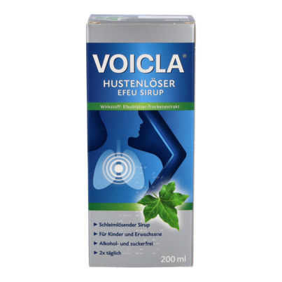 Sie sehen eine Packung VOICLA® Hustenlöser Efeu Sirup, Produktbild: 02 VOICLA® Hustenlöser Efeu Sirup, A-Nr.: 6069010 - 02