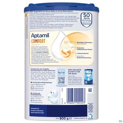 Sie sehen eine Packung Aptamil Milch-fertignahrung Comfort Spezialnahrung 800g, Produktbild: 04 Aptamil Milch-fertignahrung Comfort Spezialnahrung 800g, A-Nr.: 4882215 - 04