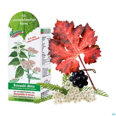 Sie sehen eine Packung Beinwohl Aktiv Kraeuterfit Elixier Bio Kraeuter Fruechte Alkoholfrei 330ml, Produktbild: 07 Beinwohl Aktiv Kraeuterfit Elixier Bio Kraeuter Fruechte Alkoholfrei 330ml, A-Nr.: 3961734 - 07