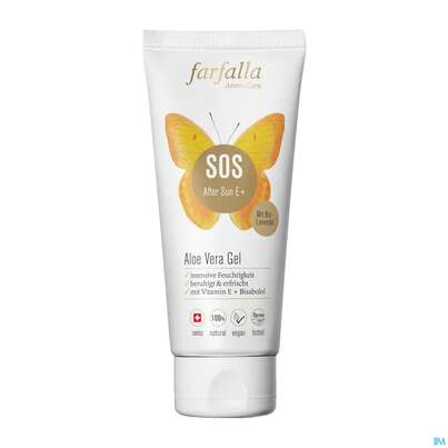 Sie sehen eine Packung Sonnenprodukte Farfalla Sos After Sun E+ Aloe Vera Gel 100ml, Produktbild: 01 Sonnenprodukte Farfalla Sos After Sun E+ Aloe Vera Gel 100ml, A-Nr.: 5935787 - 01