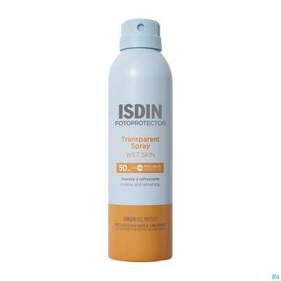 Sie sehen eine Packung Sonnenprodukte Isdin/fotoprotection Wet Skin Spray Lsf 50 250ml, Produktbild: 01 Sonnenprodukte Isdin/fotoprotection Wet Skin Spray Lsf 50 250ml, A-Nr.: 5608048 - 01