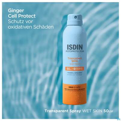 Sie sehen eine Packung Sonnenprodukte Isdin/fotoprotection Wet Skin Spray Lsf 50 250ml, Produktbild: 05 Sonnenprodukte Isdin/fotoprotection Wet Skin Spray Lsf 50 250ml, A-Nr.: 5608048 - 05