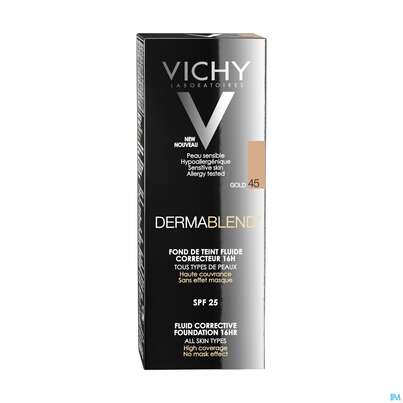 Sie sehen eine Packung Vichy Dermablend Make-up 45 Gold 30ml, Produktbild: 07 Vichy Dermablend Make-up 45 Gold 30ml, A-Nr.: 3044647 - 07