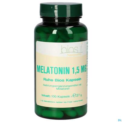 Sie sehen eine Packung Bios Melatonin Ruhe 1,5mg 100 Kapseln, Produktbild: 01 Bios Melatonin Ruhe 1,5mg 100 Kapseln, A-Nr.: 4247016 - 01