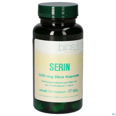 Sie sehen eine Packung Bios Serin 500mg 100 Kapseln, Produktbild: 01 Bios Serin 500mg 100 Kapseln, A-Nr.: 4247306 - 01