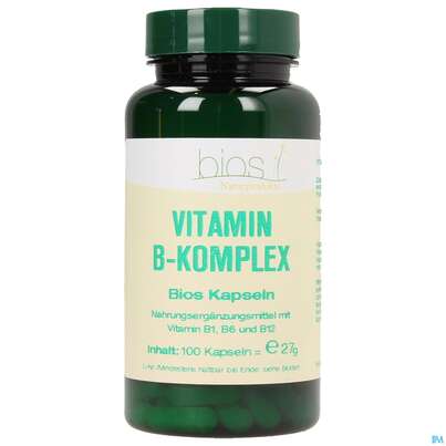 Sie sehen eine Packung Bios Vitamin B Komplex 100 Kapseln, Produktbild: 01 Bios Vitamin B Komplex 100 Kapseln, A-Nr.: 3893493 - 01