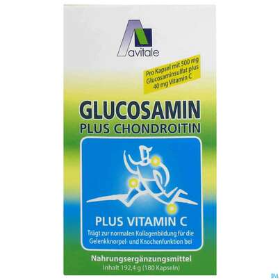 Sie sehen eine Packung Glucosamin Chondroitin Kapseln/500mg Avi 180st, Produktbild: 01 Glucosamin Chondroitin Kapseln/500mg Avi 180st, A-Nr.: 3088478 - 01