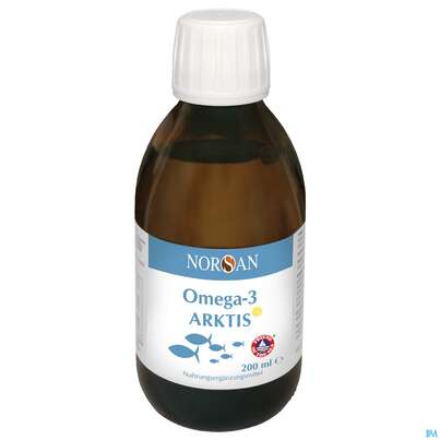 Sie sehen eine Packung Omega -3 Norsan Arktis/oel +vitamin D3 200ml, Produktbild: 02 Omega -3 Norsan Arktis/oel +vitamin D3 200ml, A-Nr.: 5440755 - 02