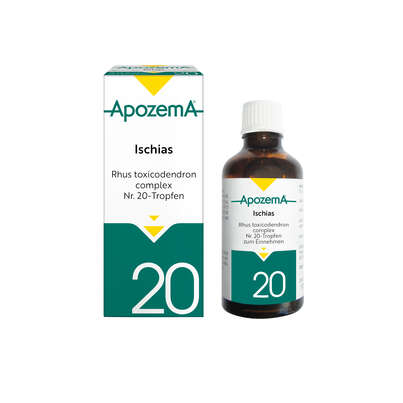 Sie sehen eine Packung Apozema® Nr. 20 Ischias-Tropfen, Produktbild: 01 Apozema® Nr. 20 Ischias-Tropfen, A-Nr.: 0987733 - 01