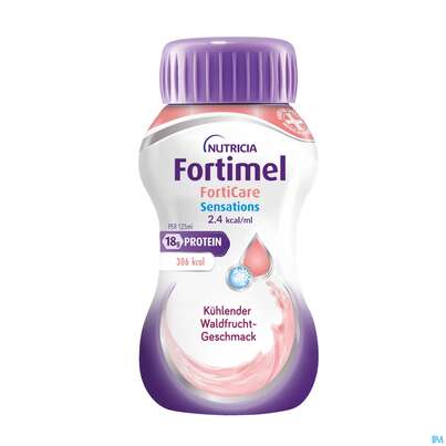 Sie sehen eine Packung Fortimel/forticare 125ml Trinknahrung Kuehlender Waldfrucht 4st, Produktbild: 01 Fortimel/forticare 125ml Trinknahrung Kuehlender Waldfrucht 4st, A-Nr.: 5893221 - 01