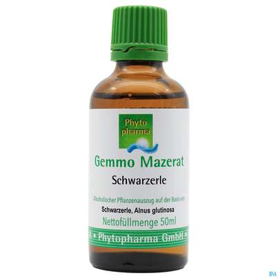 Sie sehen eine Packung Gemmo Mazerat Schwarzerle Alnus Glutinosa Phytopharma 50ml, Produktbild: 01 Gemmo Mazerat Schwarzerle Alnus Glutinosa Phytopharma 50ml, A-Nr.: 3107069 - 01