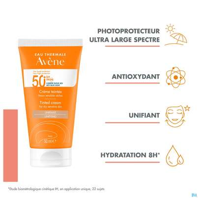 Sie sehen eine Packung Avène Getönte Sonnencreme Spf 50+ 50ml, Produktbild: 21 Avène Getönte Sonnencreme Spf 50+ 50ml, A-Nr.: 5598953 - 21