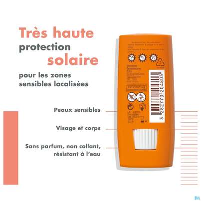 Sie sehen eine Packung Avène Sonnenstick Für Empfindliche Hautpartien Spf 50+ 8g, Produktbild: 08 Avène Sonnenstick Für Empfindliche Hautpartien Spf 50+ 8g, A-Nr.: 5212735 - 08