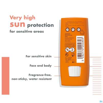 Sie sehen eine Packung Avène Sonnenstick Für Empfindliche Hautpartien Spf 50+ 8g, Produktbild: 12 Avène Sonnenstick Für Empfindliche Hautpartien Spf 50+ 8g, A-Nr.: 5212735 - 12
