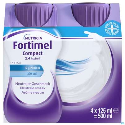 Sie sehen eine Packung Fortimel/compact/2.4 125ml Vitalflasche Neutral 4st, Produktbild: 01 Fortimel/compact/2.4 125ml Vitalflasche Neutral 4st, A-Nr.: 4303269 - 01