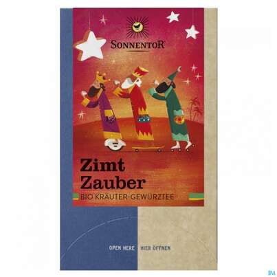 Sie sehen eine Packung Sonnentor Tee/bio Zimt Zauber Doppelkammerbtl 02597 18st, Produktbild: 02 Sonnentor Tee/bio Zimt Zauber Doppelkammerbtl 02597 18st, A-Nr.: 5056181 - 02