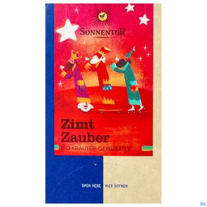 Sie sehen eine Packung Sonnentor Tee/bio Zimt Zauber Doppelkammerbtl 02597 18st, Produktbild: 03 Sonnentor Tee/bio Zimt Zauber Doppelkammerbtl 02597 18st, A-Nr.: 5056181 - 03